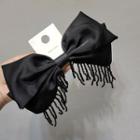 Bow Fringed Fabric Hair Clip Black - One Size