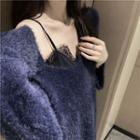 V-neck Loose-fit Sweater / Lace Sleeveless Dress