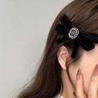 Bow Velvet Rhinestone Hair Clip / Hair Tie