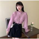 Ruffled-trim Bell-sleeve Blouse