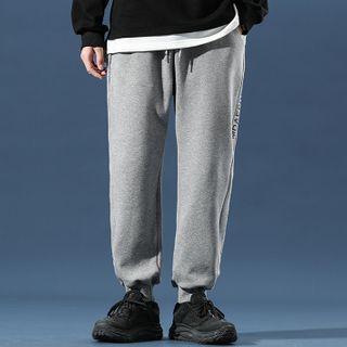 Fleece-lined Lettering Harem Sweatpants