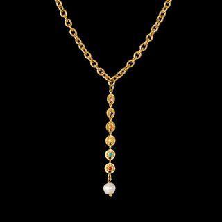 Faux Pearl Chain Necklace Sn1770 - Type A - Gold - One Size