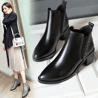 Studded Genuine Leather Chelsea Boots