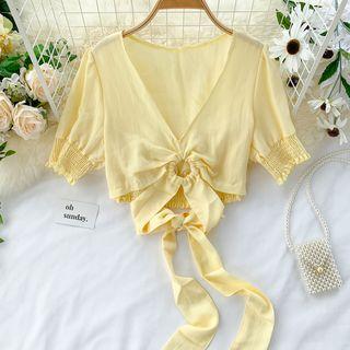 Short-sleeve Crop Chiffon Top