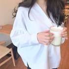 V-neck Batwing Long-sleeve Blouse