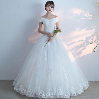 Off-shoulder Lace Wedding Ball Gown