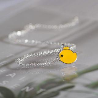 925 Sterling Silver Yellow Chick Necklace Silver - One Size