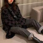 Set: Plaid Cardigan + Jeans