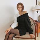 Balloon-sleeve Shirt-panel Dress