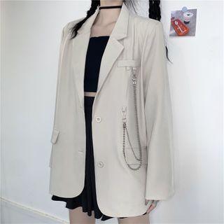 Chain Detail Padded-shoulder Blazer