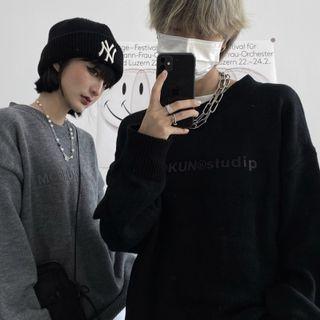 Couple Matching Lettering Round-neck Sweater