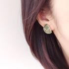 Embossed Disc Alloy Earring 1 Pair - Gold & Green - One Size