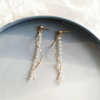 Faux-crystal Fringed Earring / Clip-on Earring