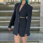 Long Sleeve V-neck Blazer Dress