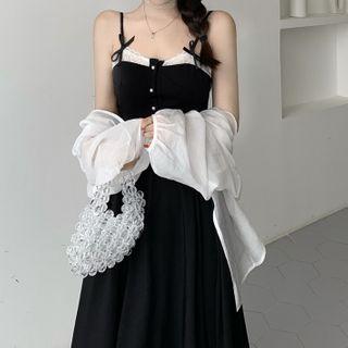 Spaghetti Strap Lace Trim A-line Dress