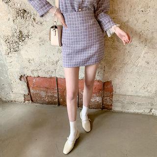 High-waist Plaid Tweed Miniskirt