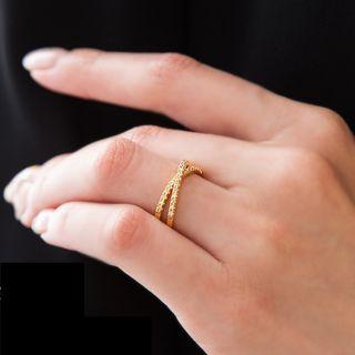 Rhinestone Alloy Cross Ring