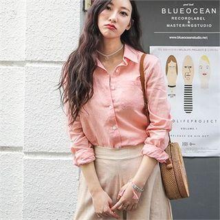 Colored Pocket-front Linen Shirt