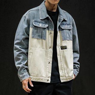 Color-block Buttoned Denim Jacket