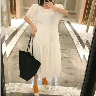 Striped Vest / Short-sleeve Midi Dress / Set