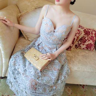 Sleeveless Crochet Layered Midi Dress