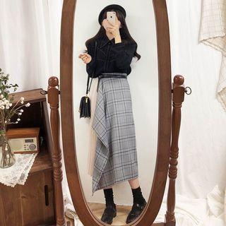 Long-sleeve Blouse / Hanky-hem Panel Skirt