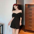 Dotted Short-sleeve Wide-leg Playsuit