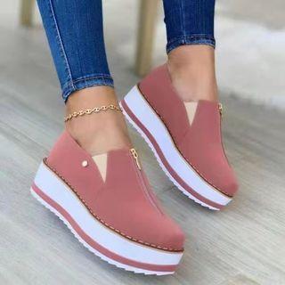 Plain Zip Platform Shoes