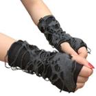 Distressed Fingerless Gloves Light Gray - One Size