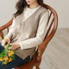Crochet-trim Wool Blend Knit Vest
