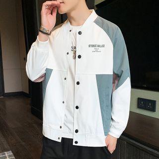 Long-sleeve Color-block Printed Bomber Jacket