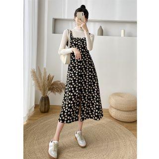Floral Slit A-line Midi Dress