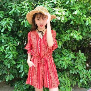 Patterned Short-sleeve Playsuit