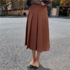 Knit Pleated Midi A-line Skirt