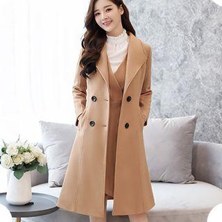Set: Double Breasted Coat + Sleeveless Dress