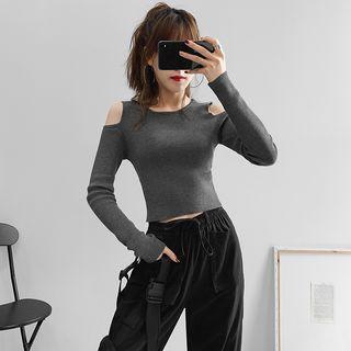 Off-shoulder Crop Knit Top