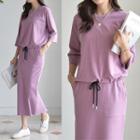 Set: Drawstring T-shirt + Band-waist H-line Skirt