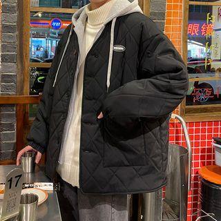 Mock Two-piece Quilted Hooded Zip Jacket