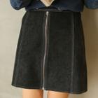 Front Zip Denim Skirt