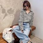 Long-sleeve Leopard Print Shirt As Figure - One Size