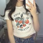 Short-sleeve Strawberry Print T-shirt As Shown In Figure - One Size