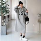 Usa Printed Fleece-lined Long Hoodie Dress