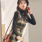 Sleeveless Button-front Midi Plaid Dress
