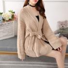 Cable-knit Tie-waist Cardigan