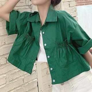 Elbow-sleeve Front-pocket Shirt