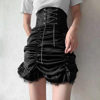 High-waist Lace-up Mini Skirt