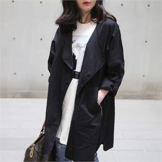 Tab-sleeve Open-front Boxy Jacket