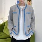 Open Front Contrast Trim Cropped Jacket