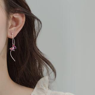 925 Sterling Silver Butterfly Fringed Earring 1 Pair - As Shown In Figure - One Size