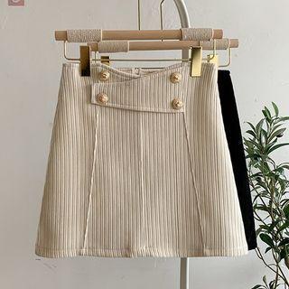 Double Breasted Corduroy Mini Skirt